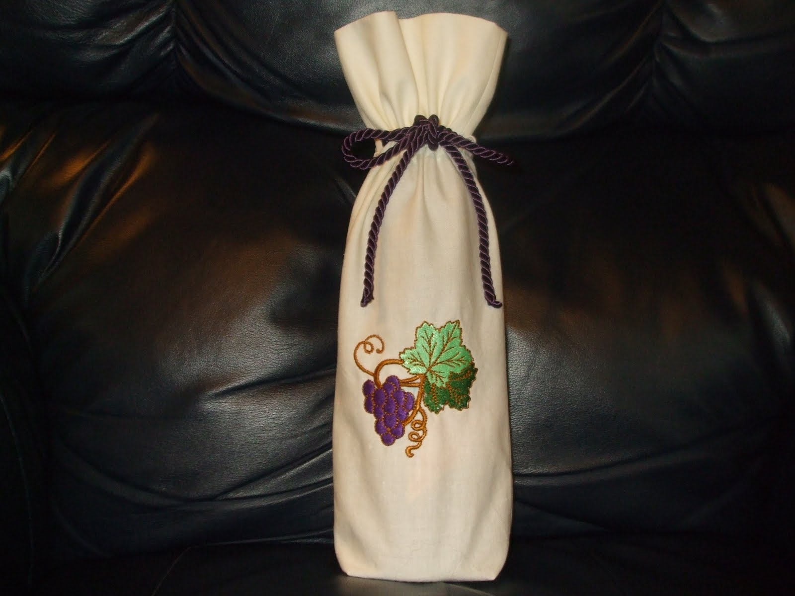 Sharondipity Designs Embroidered Wine Bottle Bag